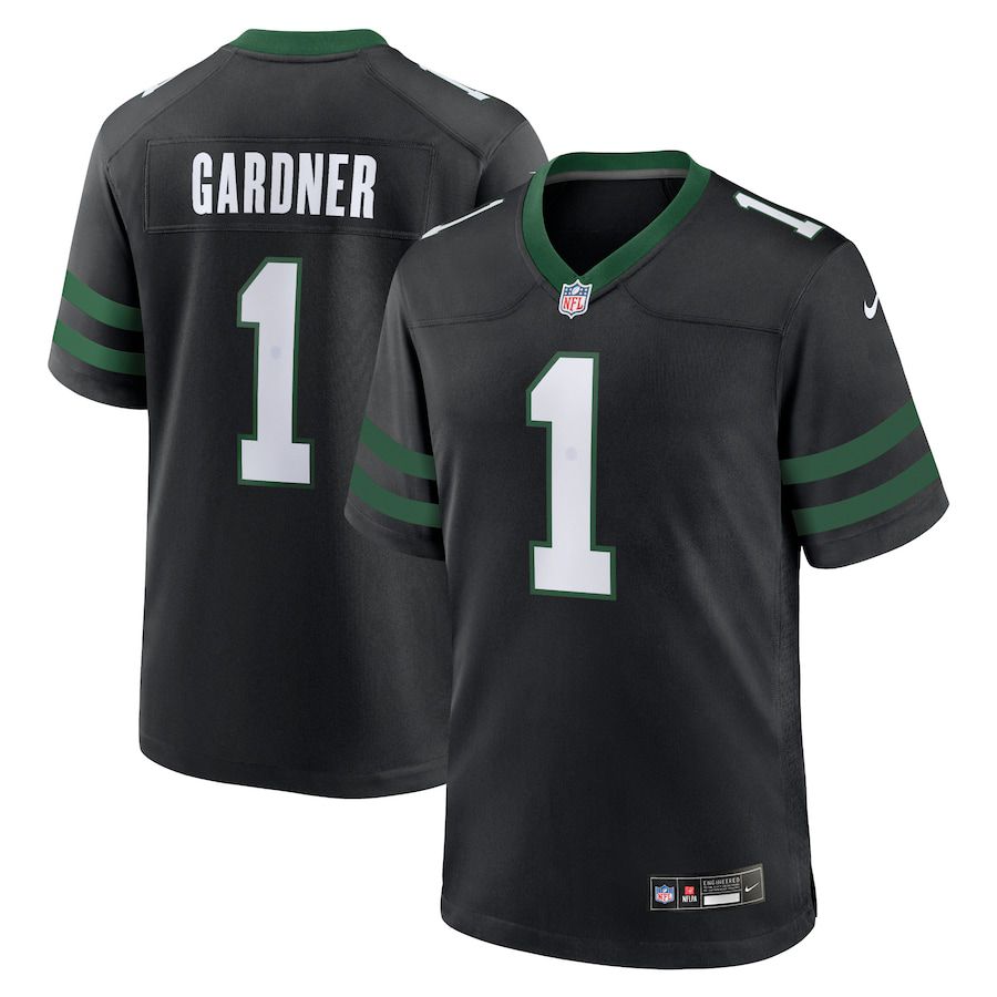 Men New York Jets #1 Ahmad Sauce Gardner Nike Legacy Black Alternate Game NFL Jersey